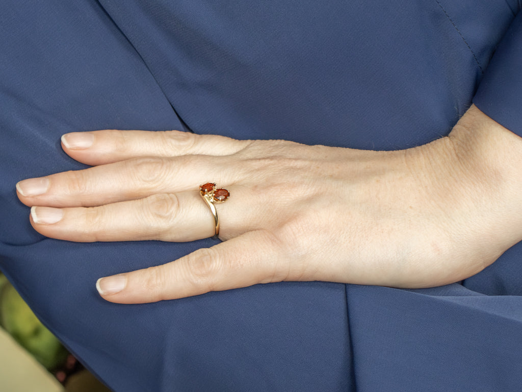 Double Citrine and Gold Bypass Ring