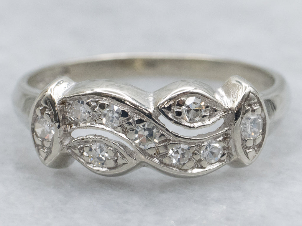 Vintage White Gold Diamond Band