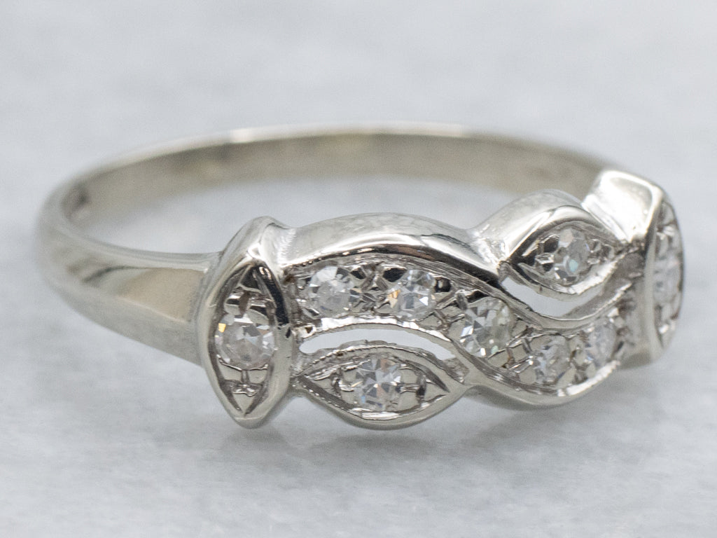 Vintage White Gold Diamond Band