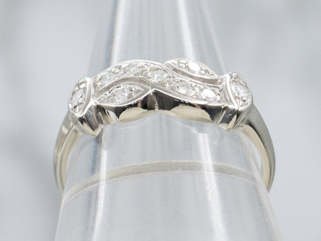 Vintage White Gold Diamond Band