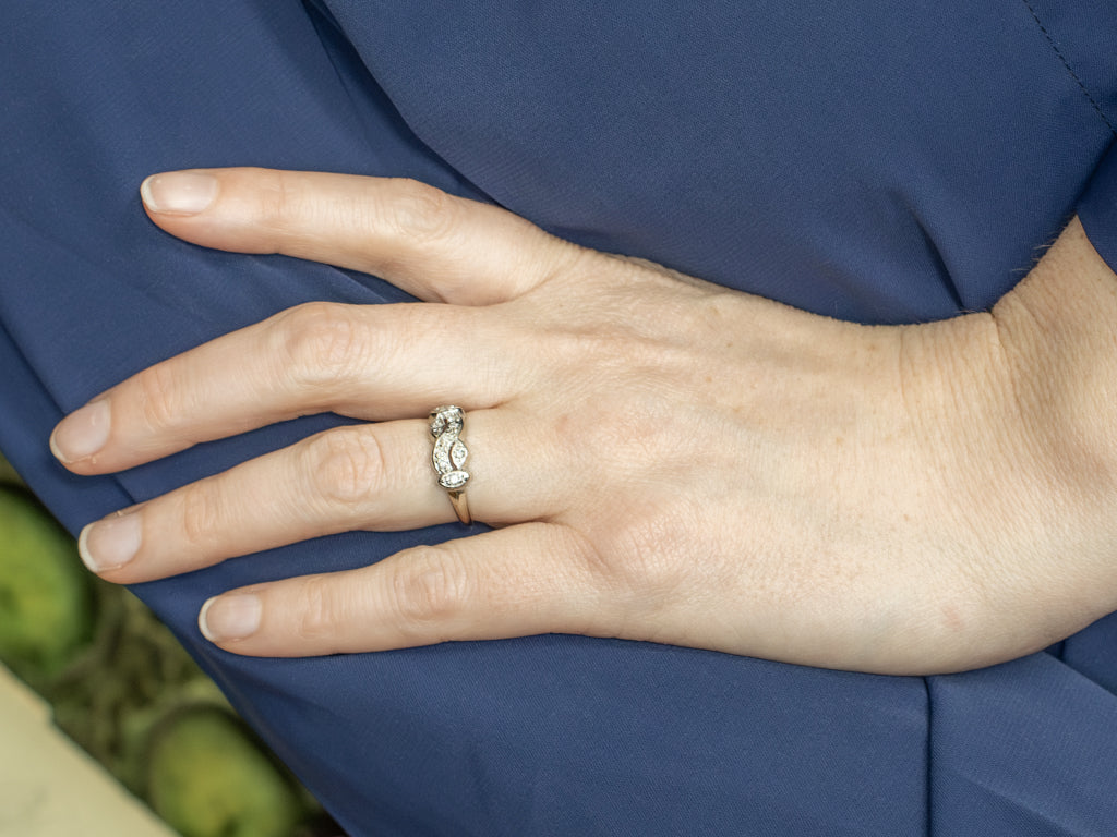 Vintage White Gold Diamond Band