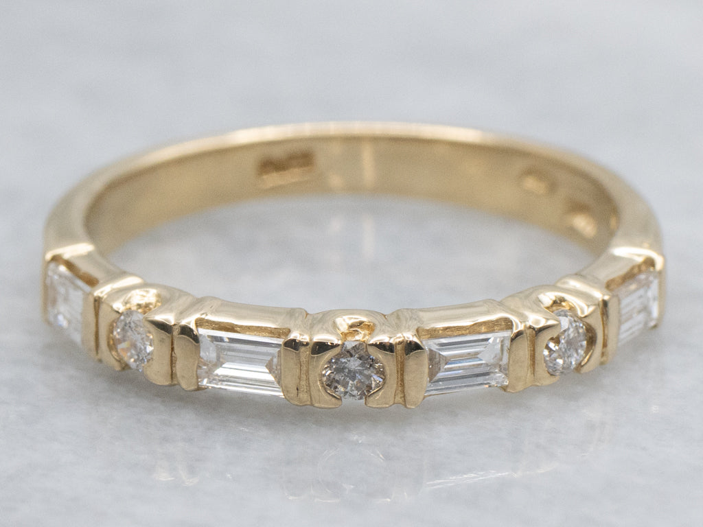 Yellow Gold Mix-Cut Diamond Band