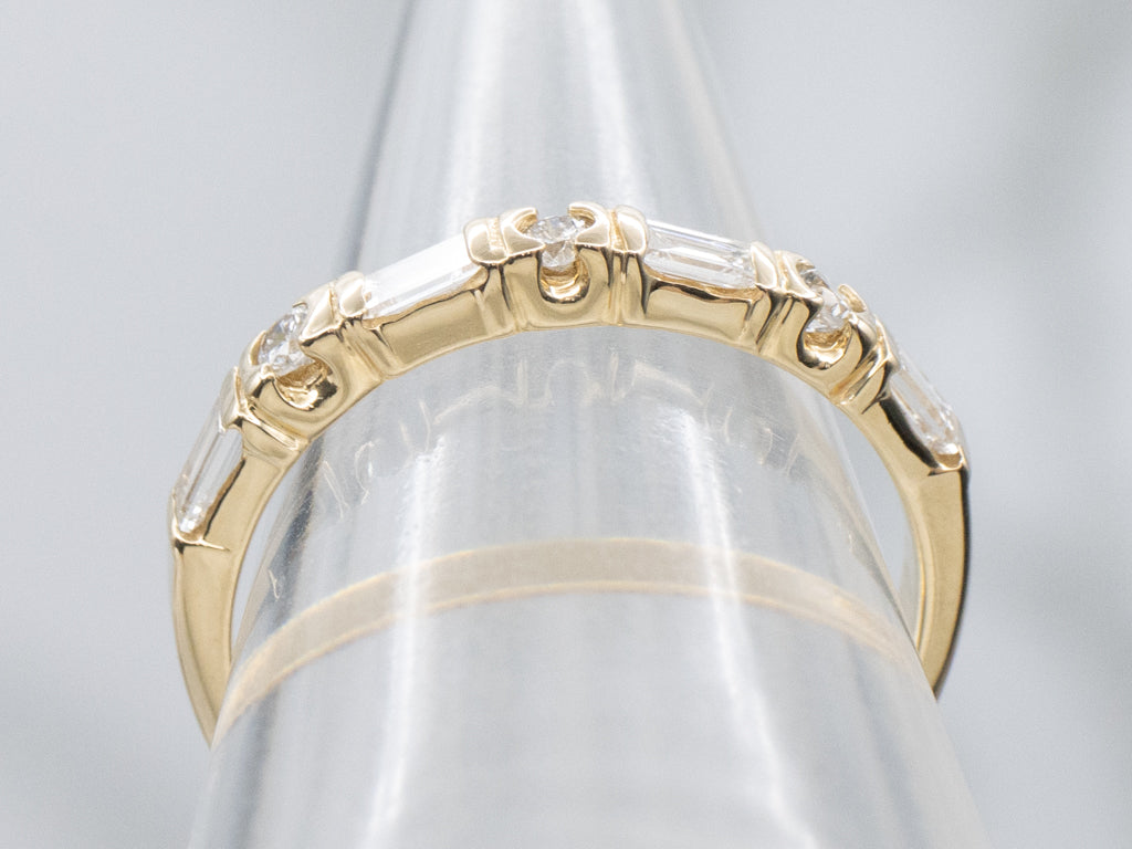 Yellow Gold Mix-Cut Diamond Band