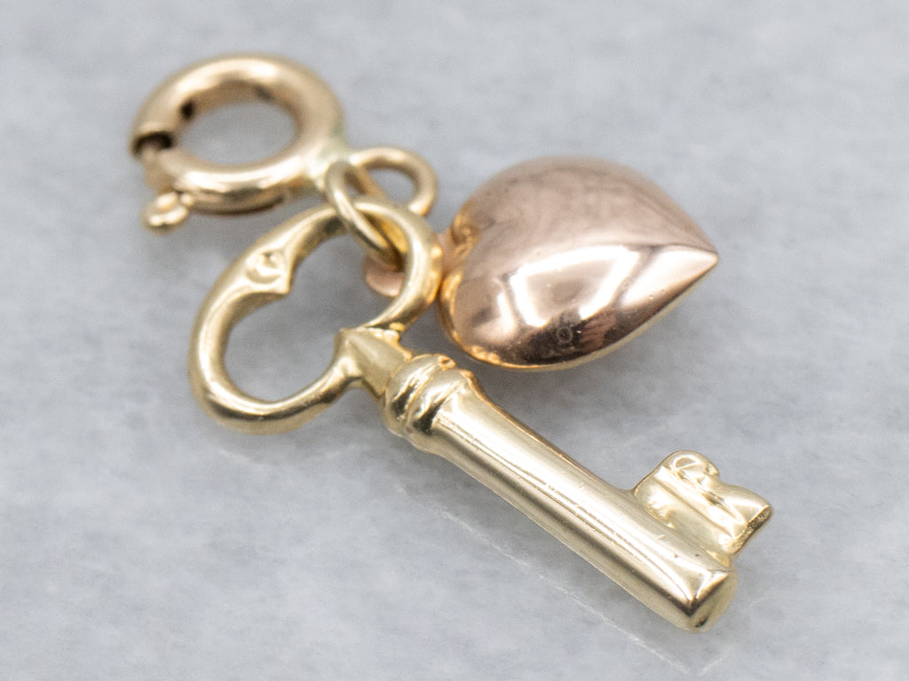 Gold Key to My Heart Charm Pendant