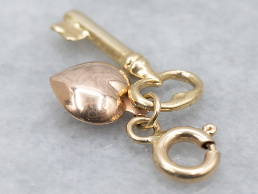 Gold Key to My Heart Charm Pendant