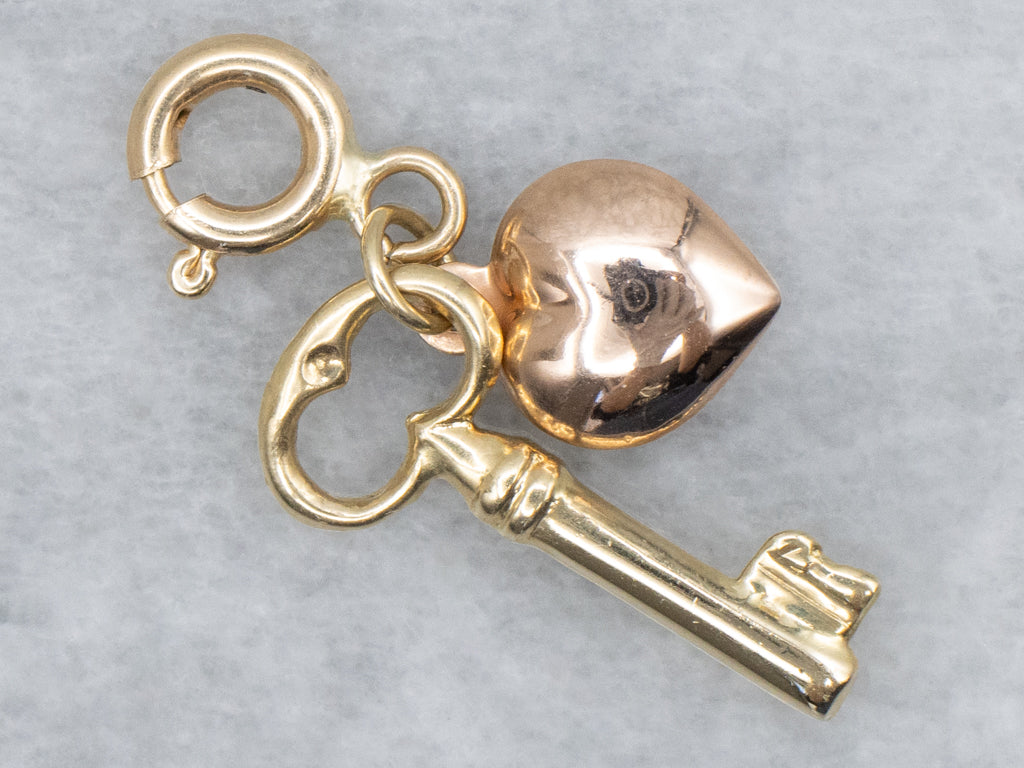 Gold Key to My Heart Charm Pendant