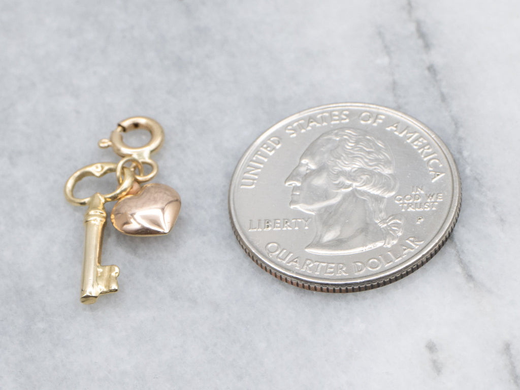 Gold Key to My Heart Charm Pendant
