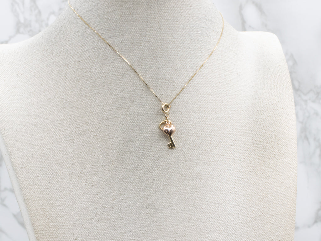 Gold Key to My Heart Charm Pendant