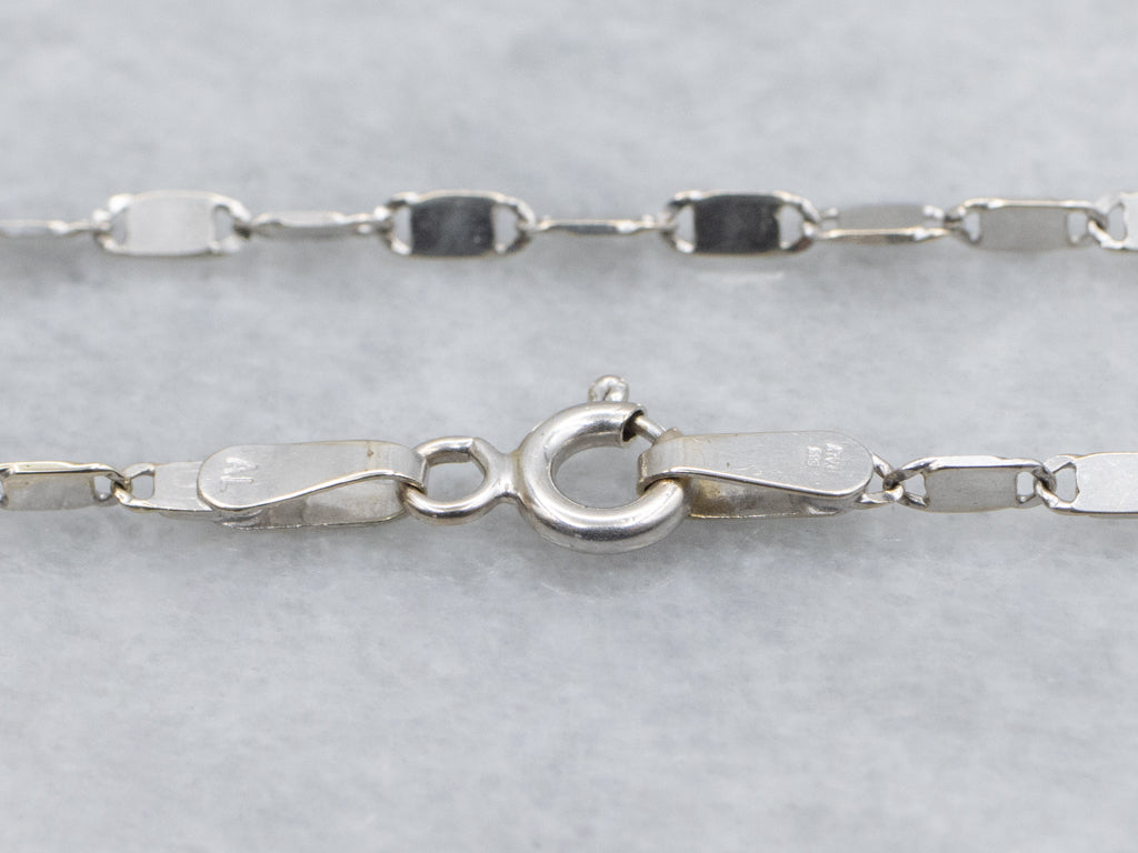 White Gold Flat Rectangular Link Chain