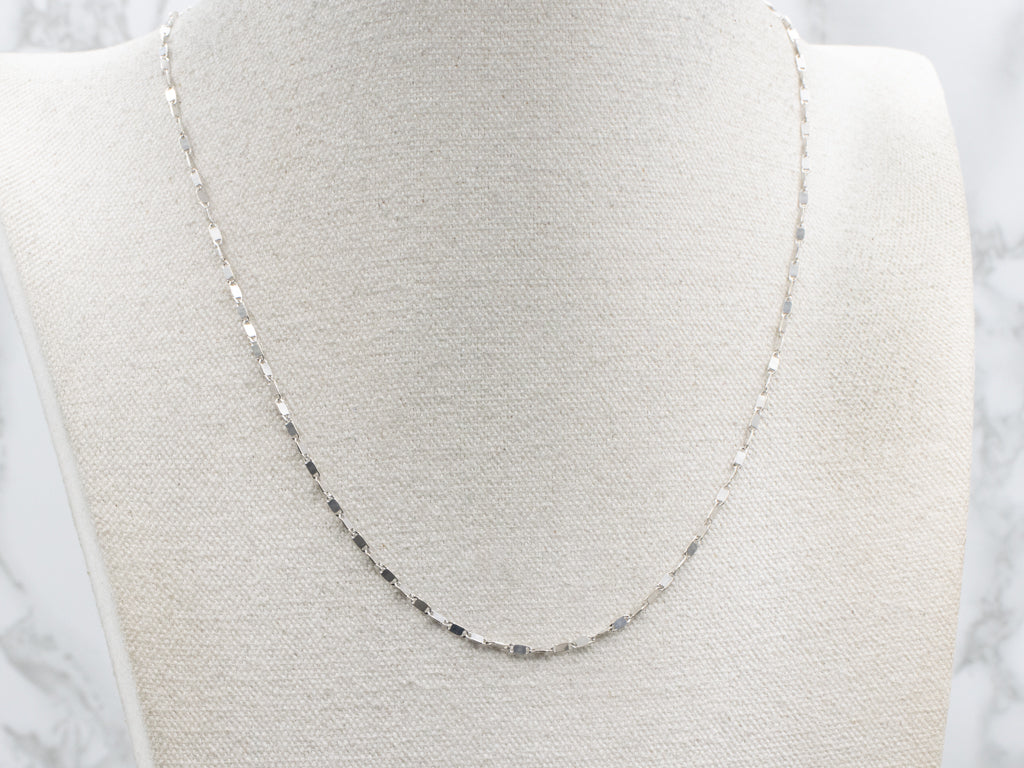 White Gold Flat Rectangular Link Chain
