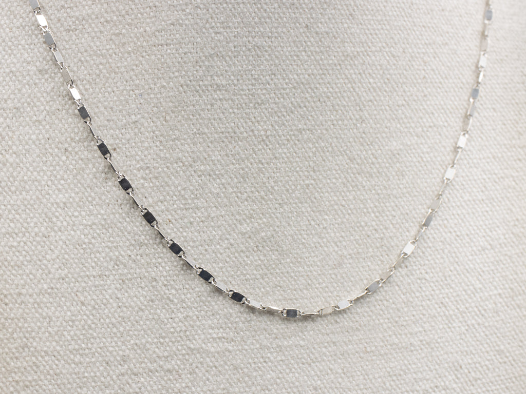White Gold Flat Rectangular Link Chain