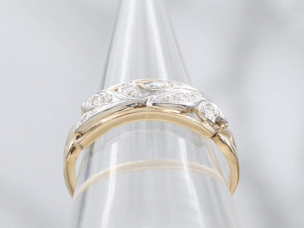 Retro Era Two-Tone Gold Botanical Diamond Band