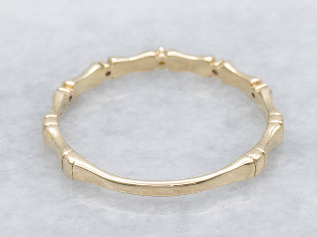 Yellow Diamond Etched Gold Bamboo Patterned Band