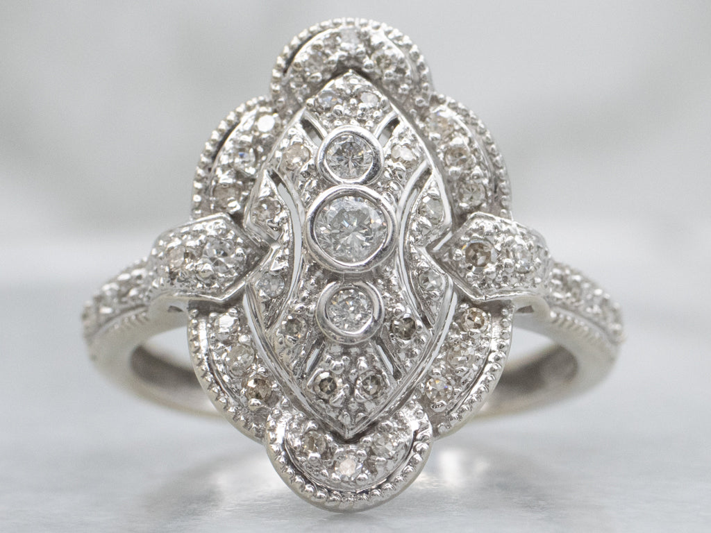 White Gold Diamond Encrusted Dinner Ring