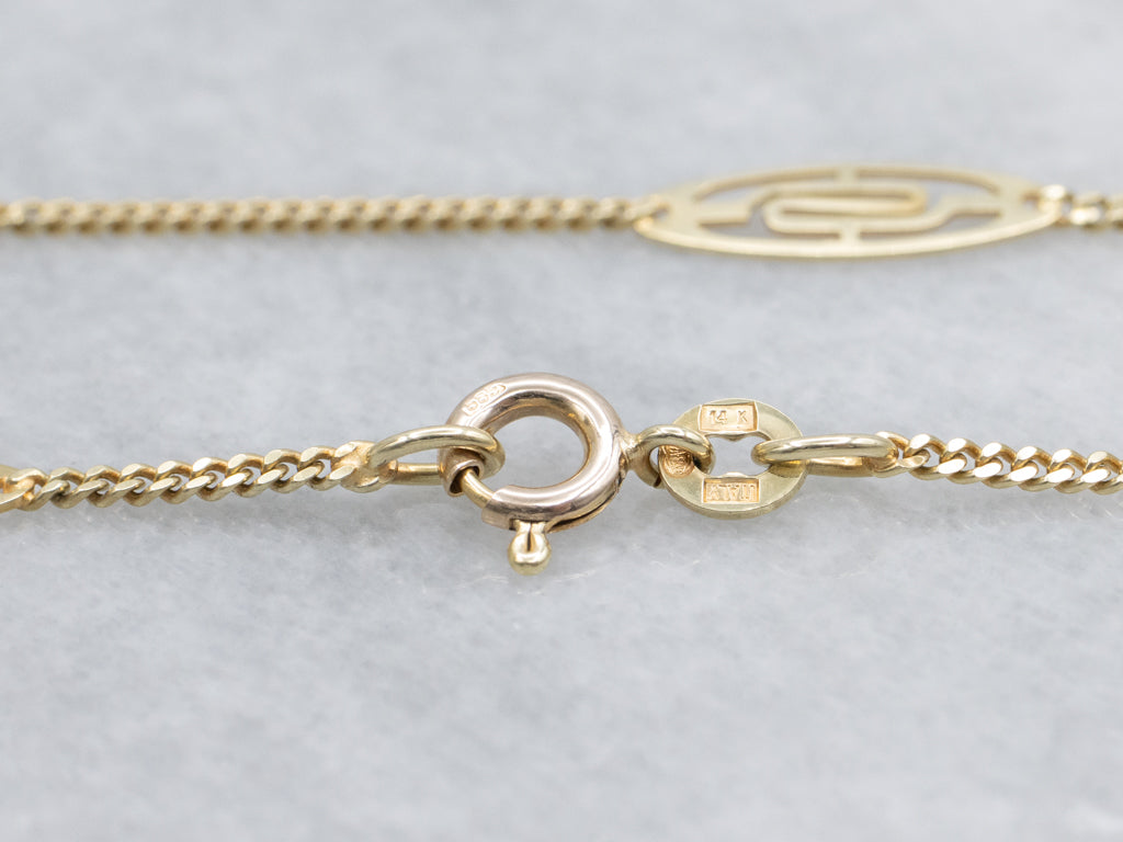 Italian Gold Oval-Link Station Chain Necklace