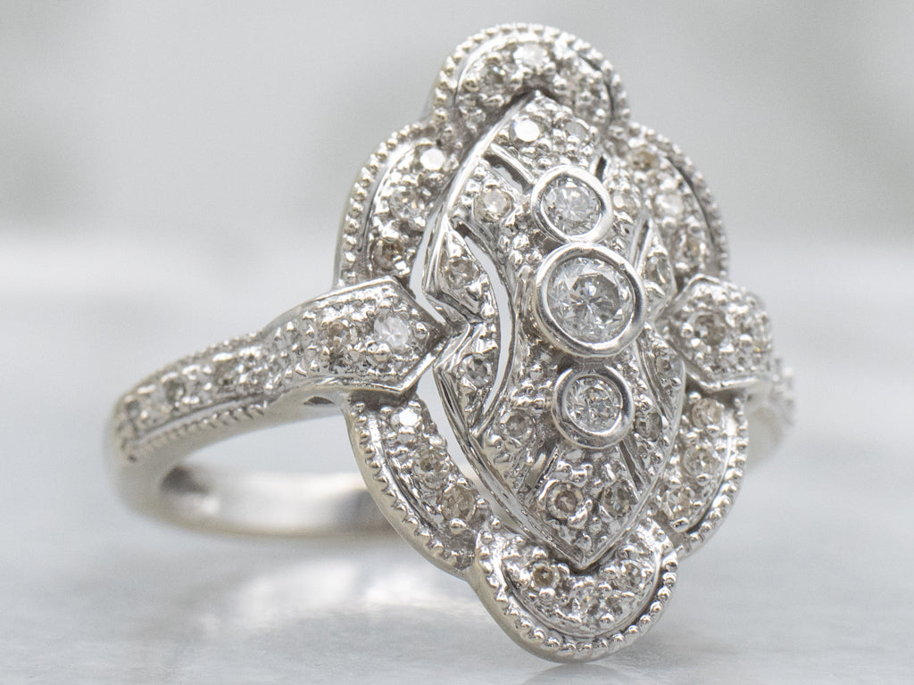 White Gold Diamond Encrusted Dinner Ring