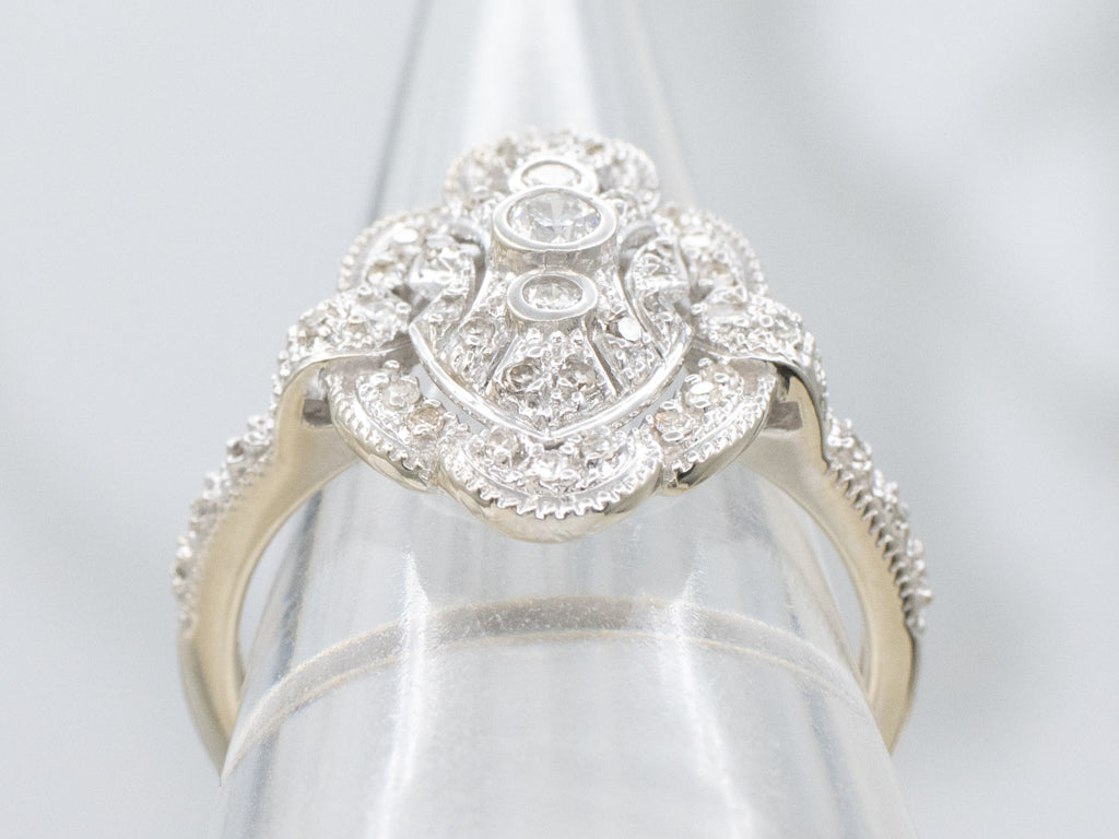 White Gold Diamond Encrusted Dinner Ring