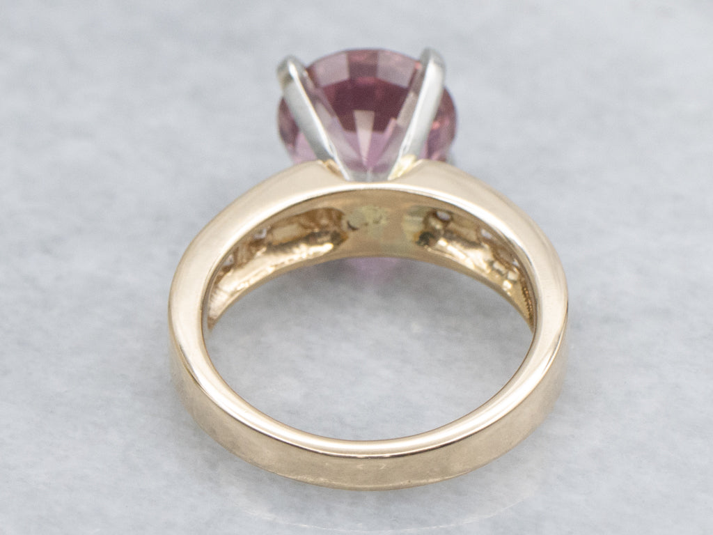 Pink Tourmaline and Channel-Set Diamond Ring