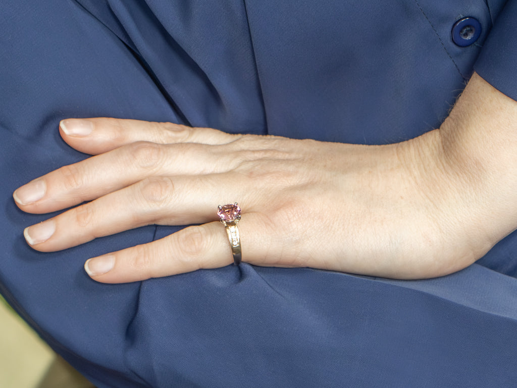 Pink Tourmaline and Channel-Set Diamond Ring