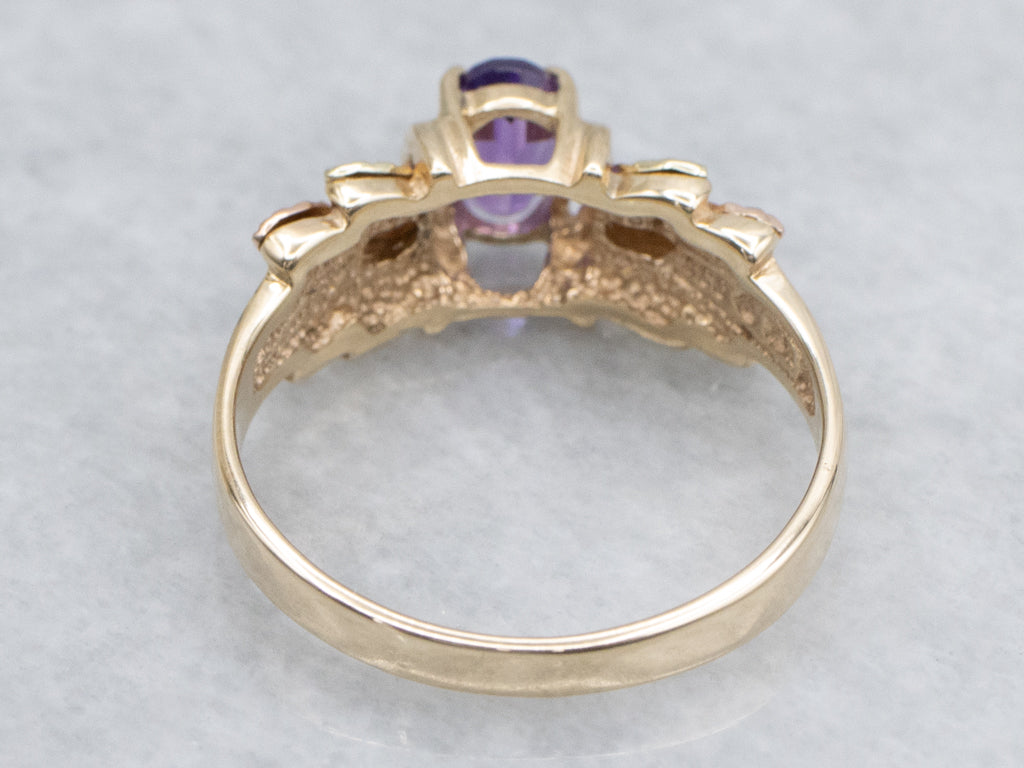 Amethyst Black Hills Gold Style Solitaire Ring