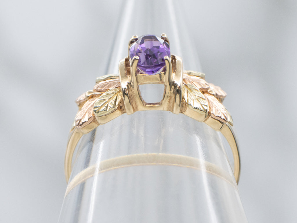 Amethyst Black Hills Gold Style Solitaire Ring