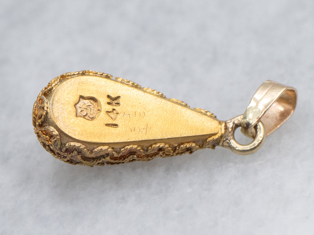 Antique Gold and Pearl Teardrop Conversion Pendant