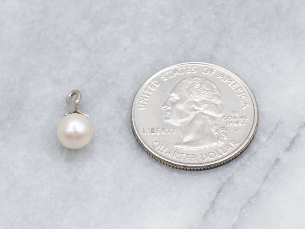 Botanical Saltwater Pearl White Gold Pendant