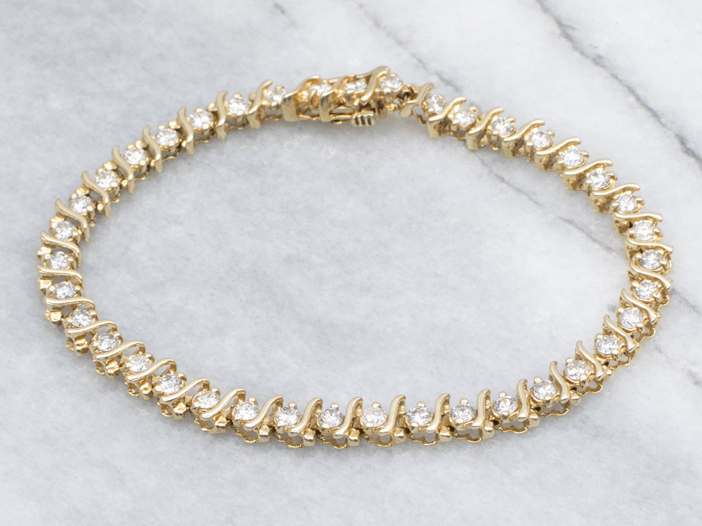 Diamond Yellow Gold Tennis Bracelet