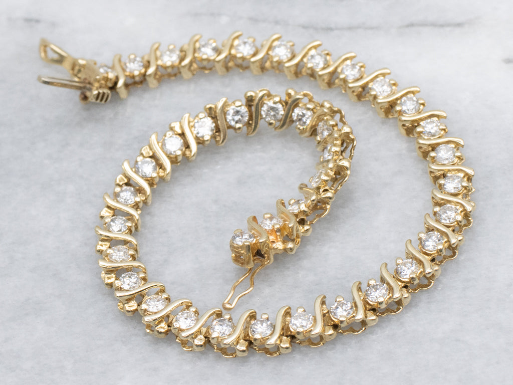 Diamond Yellow Gold Tennis Bracelet