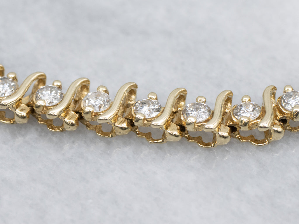 Diamond Yellow Gold Tennis Bracelet