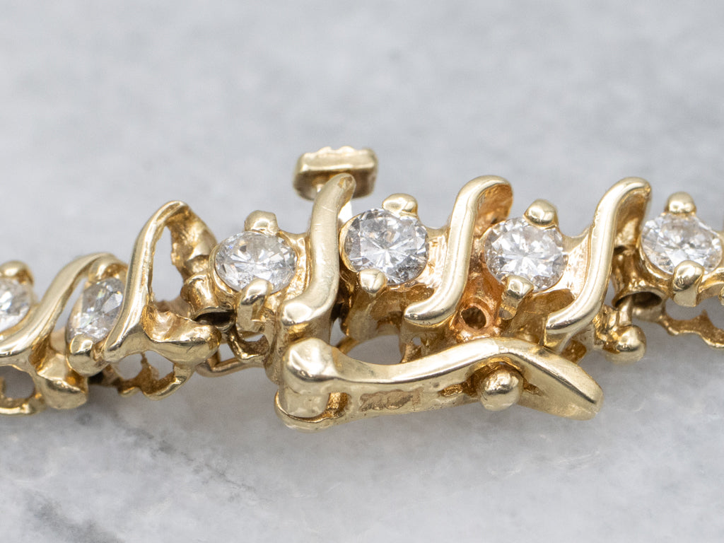 Diamond Yellow Gold Tennis Bracelet
