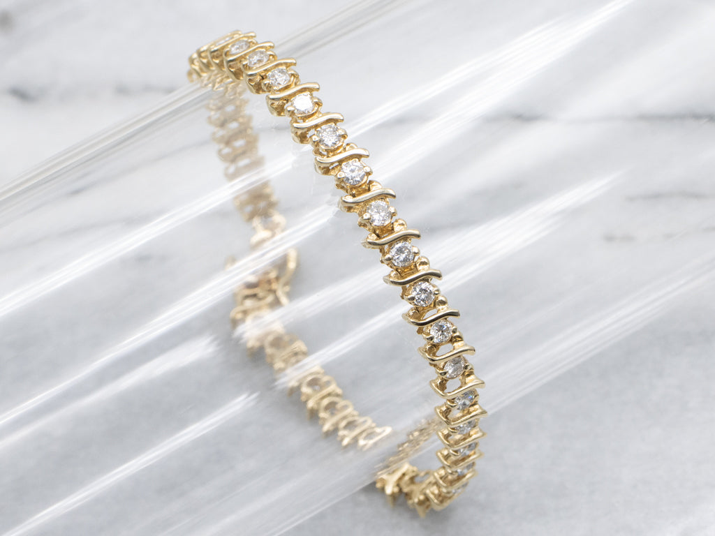 Diamond Yellow Gold Tennis Bracelet