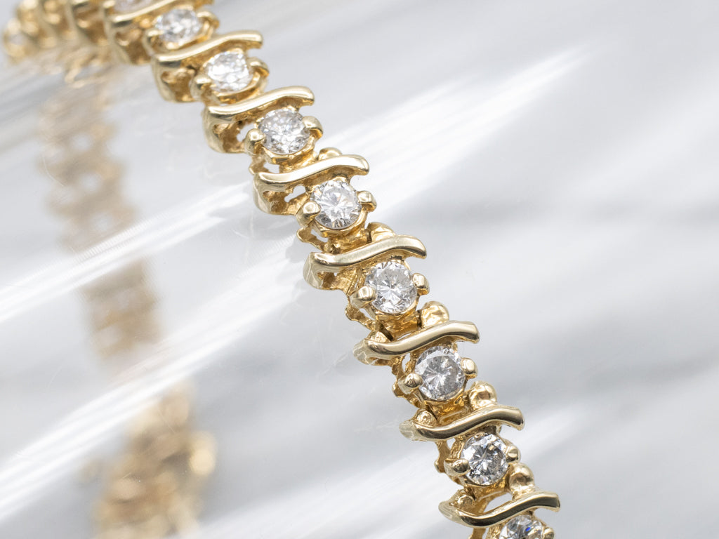 Diamond Yellow Gold Tennis Bracelet