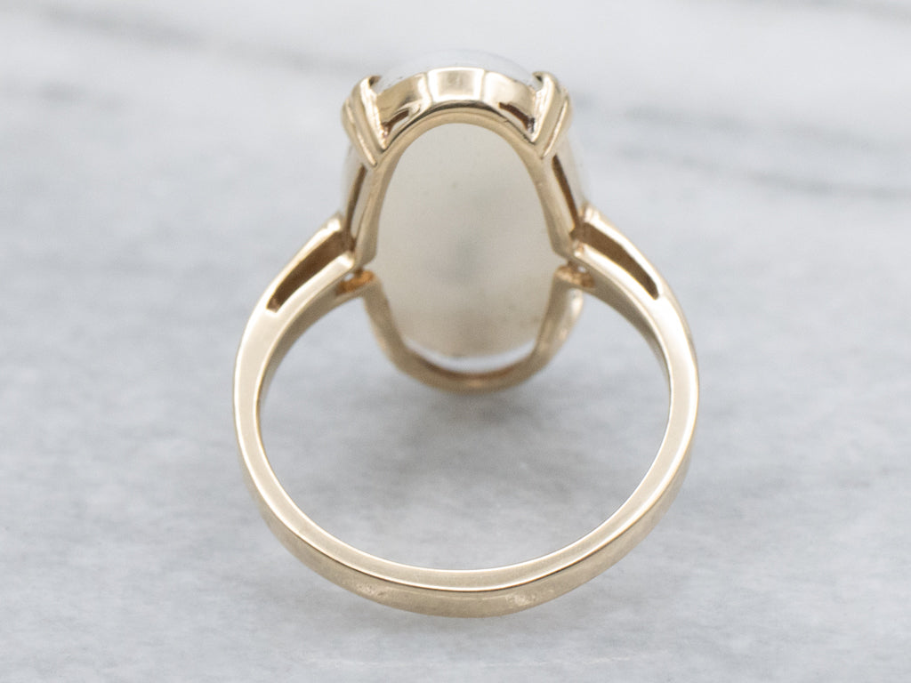 Elongated Oval-Cut Dendritic Agate Ring