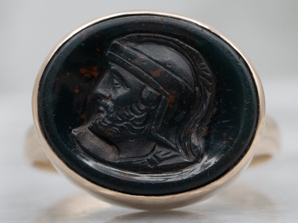 East-to-West Set Bloodstone Cameo Rose Gold Ring
