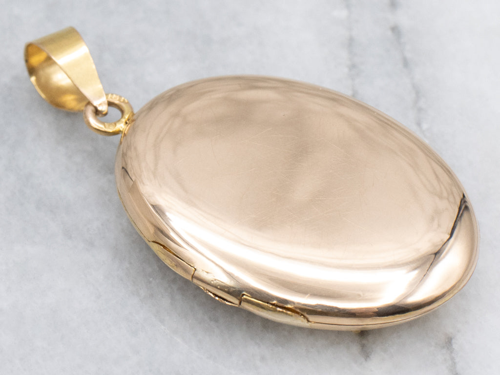 Vintage Emerald and Diamond Engraved Gold Locket
