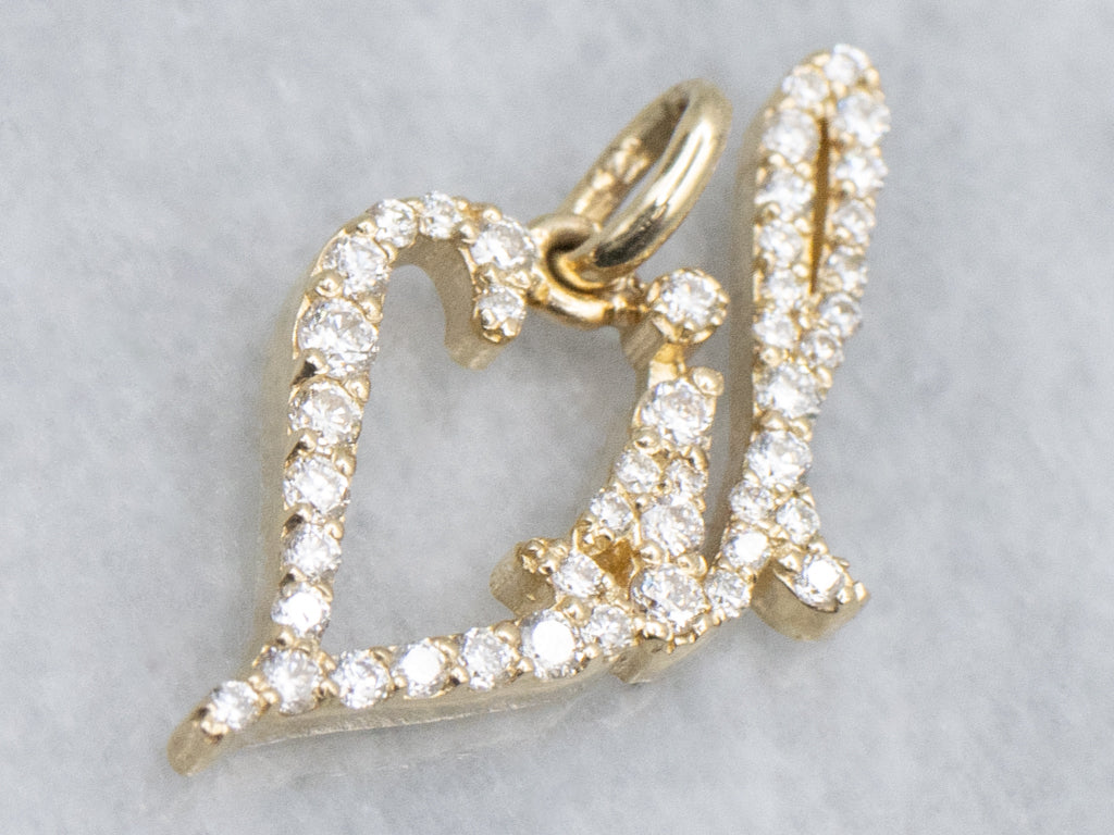 Diamond "Lil" Yellow Gold Name Pendant