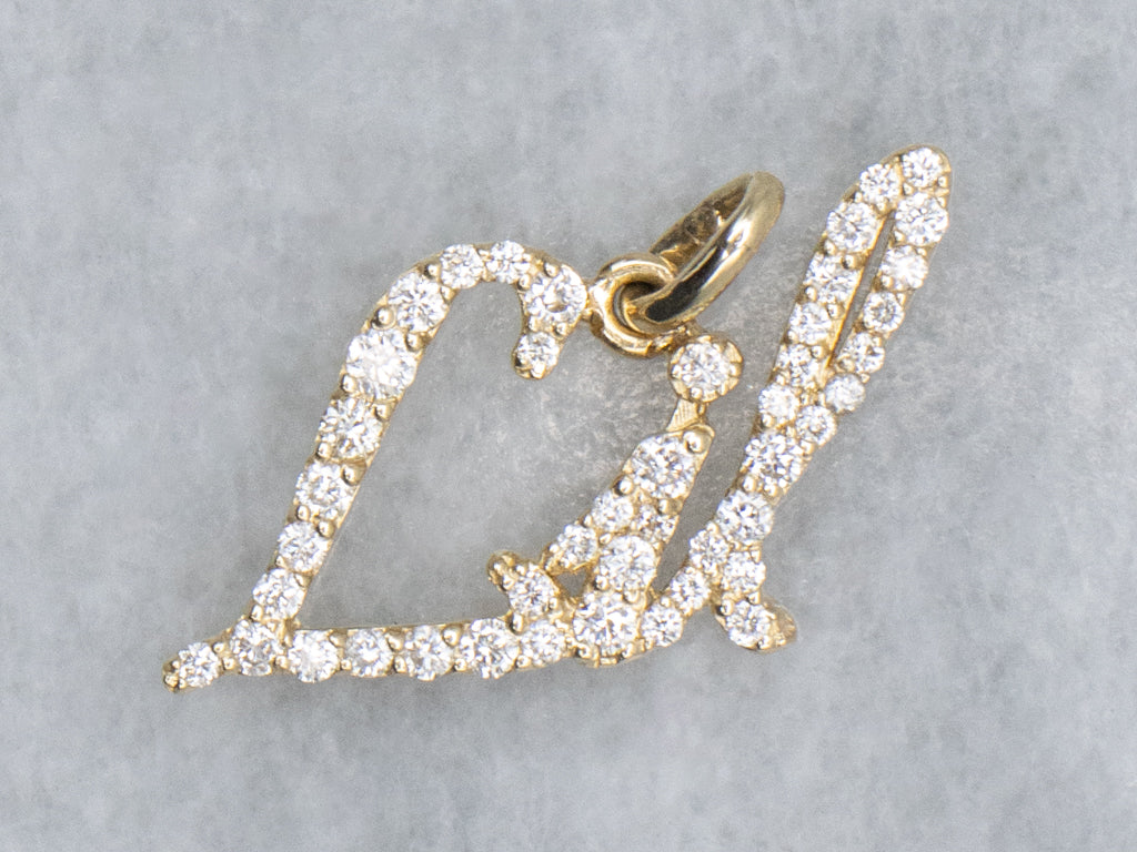 Diamond "Lil" Yellow Gold Name Pendant