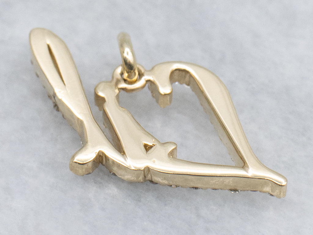 Diamond "Lil" Yellow Gold Name Pendant