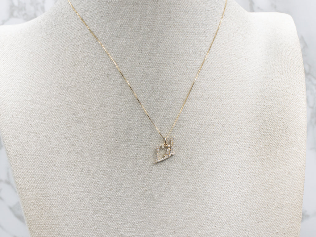 Diamond "Lil" Yellow Gold Name Pendant
