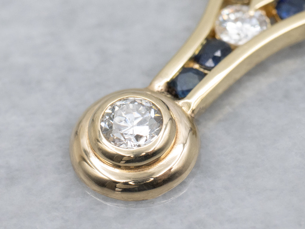 Diamond and Sapphire Gold Curb-Link Necklace