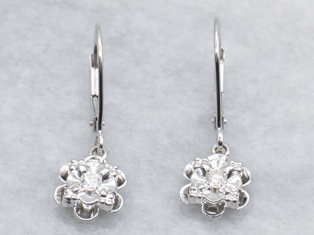Buttercup-Set White Gold Diamond Drop Earrings