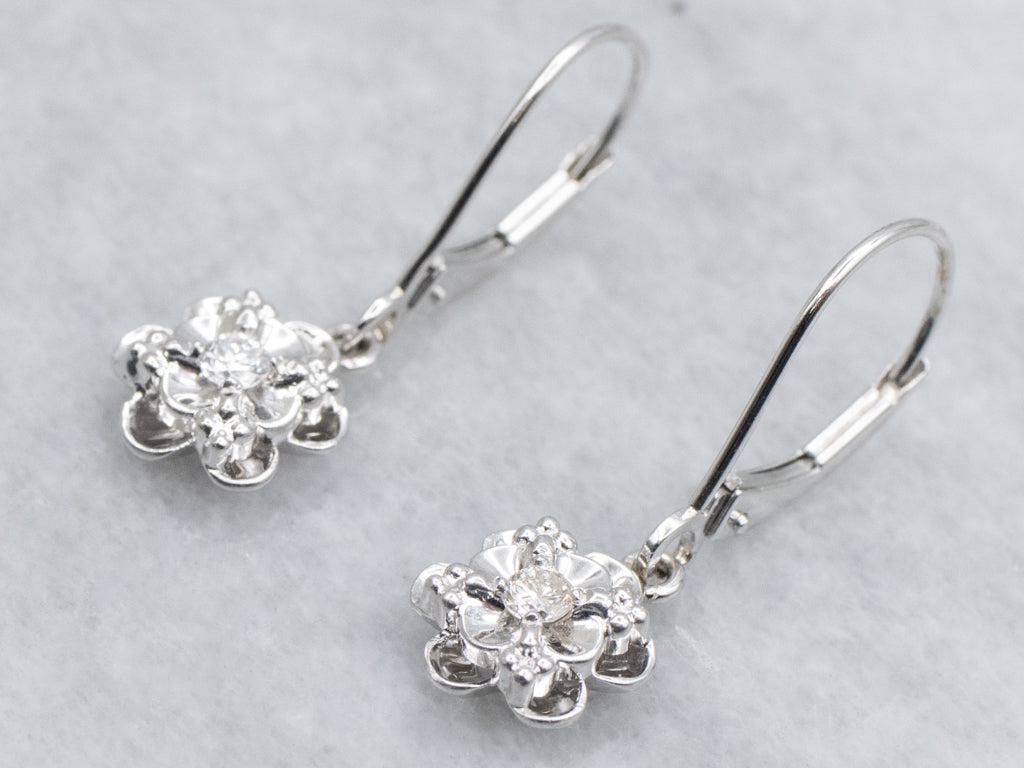 Buttercup-Set White Gold Diamond Drop Earrings