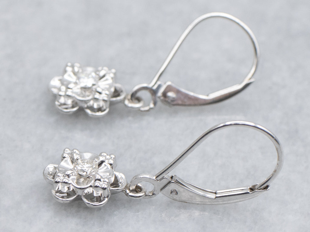 Buttercup-Set White Gold Diamond Drop Earrings