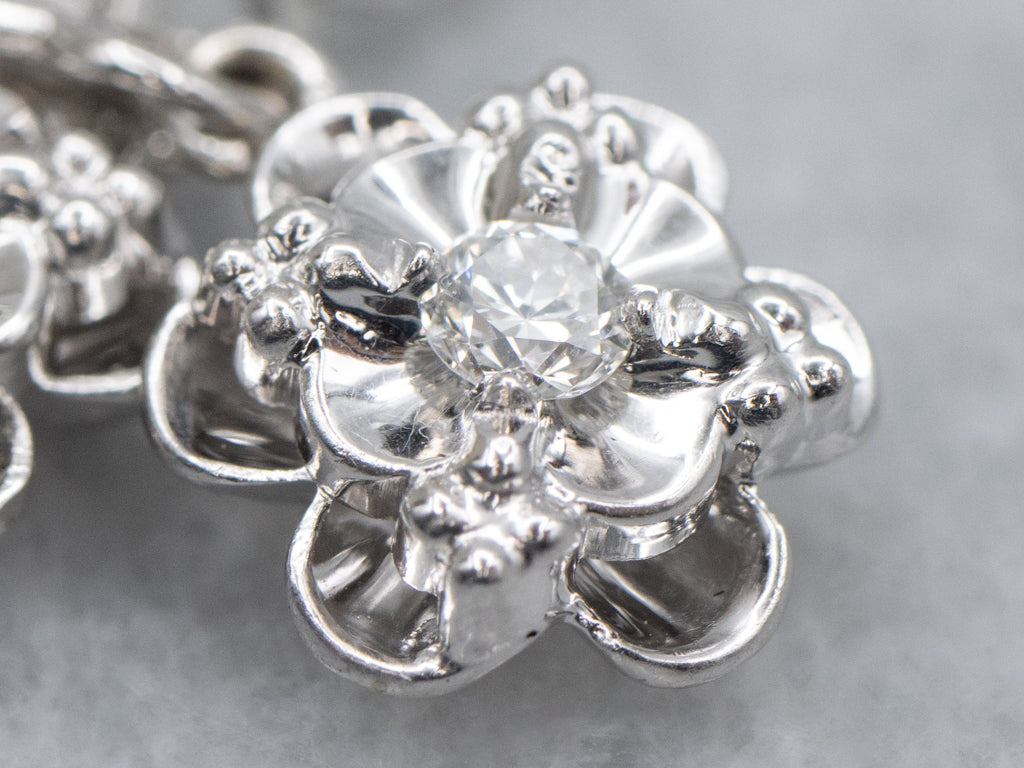 Buttercup-Set White Gold Diamond Drop Earrings
