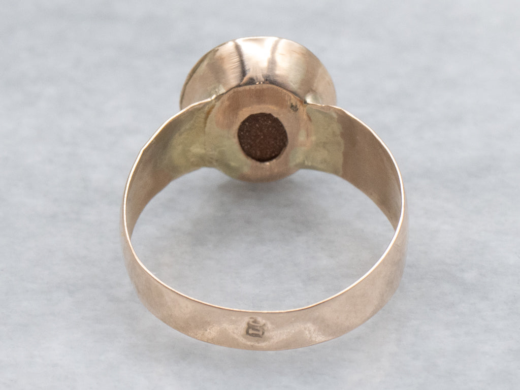 Antique Goldstone Engraved Rose Gold Ring