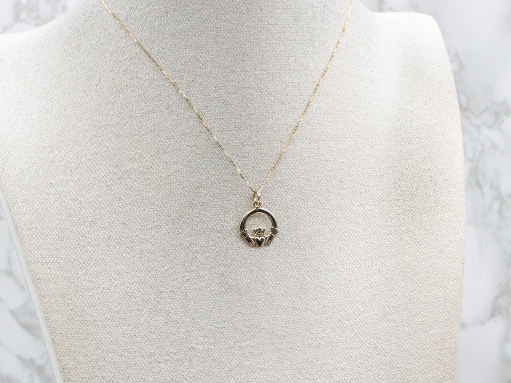 Polished Yellow Gold Irish Claddagh Pendant