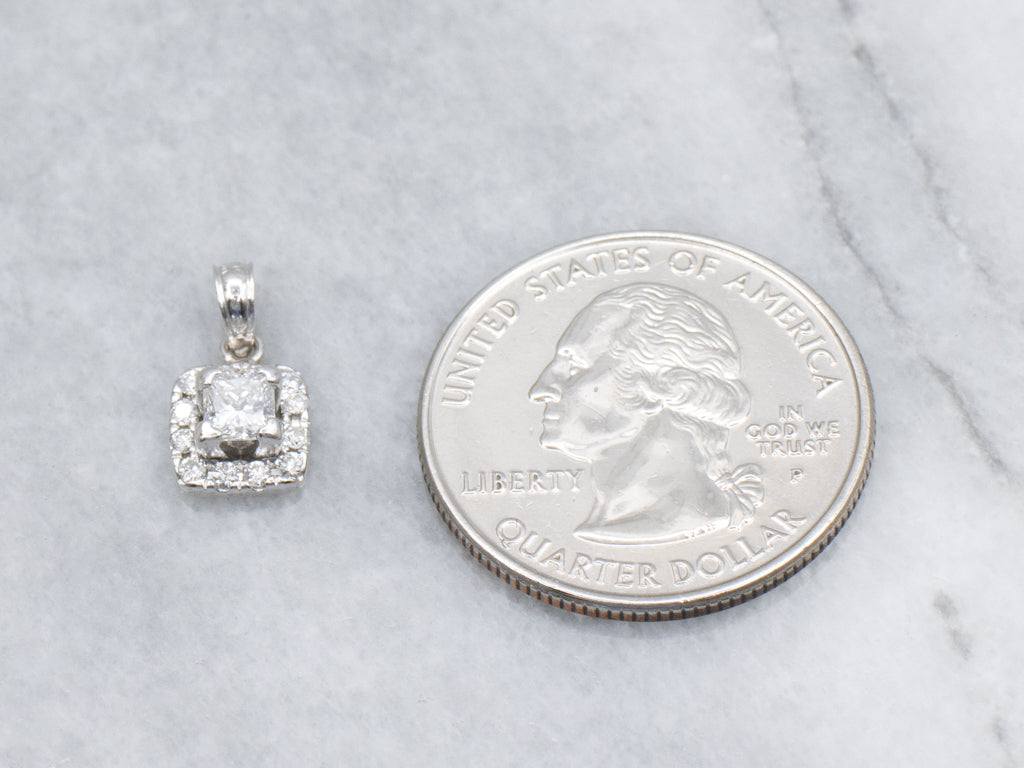 Princess-Cut Squared Diamond Halo Pendant