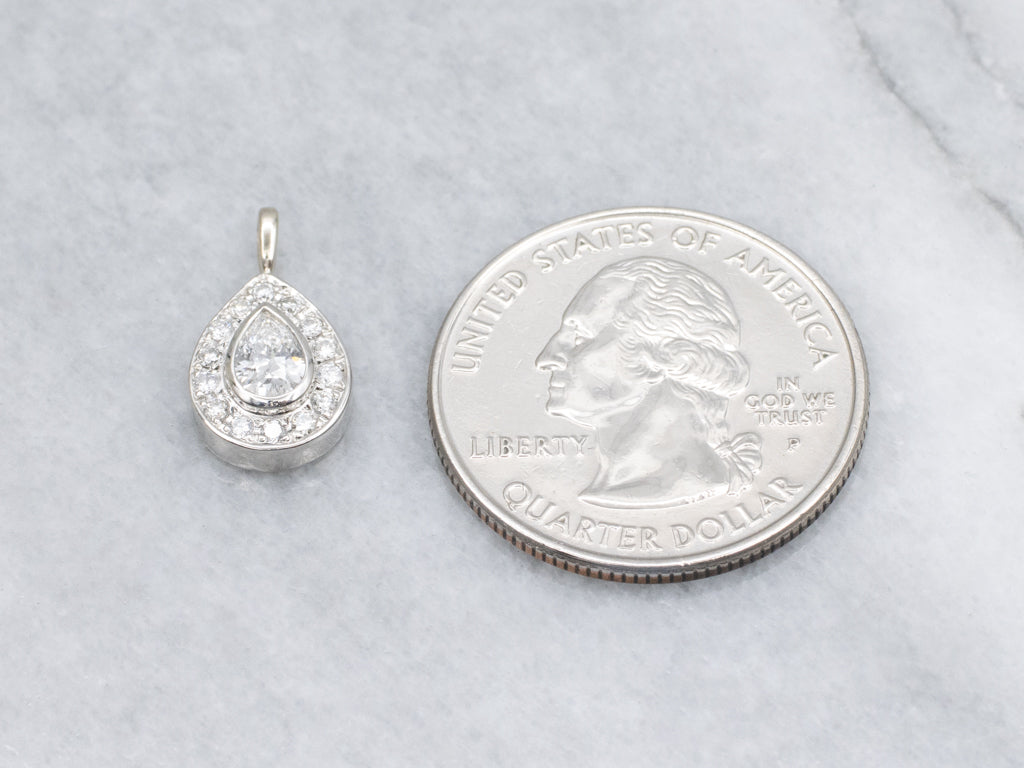 Platinum Teardrop Diamond Halo Pendant