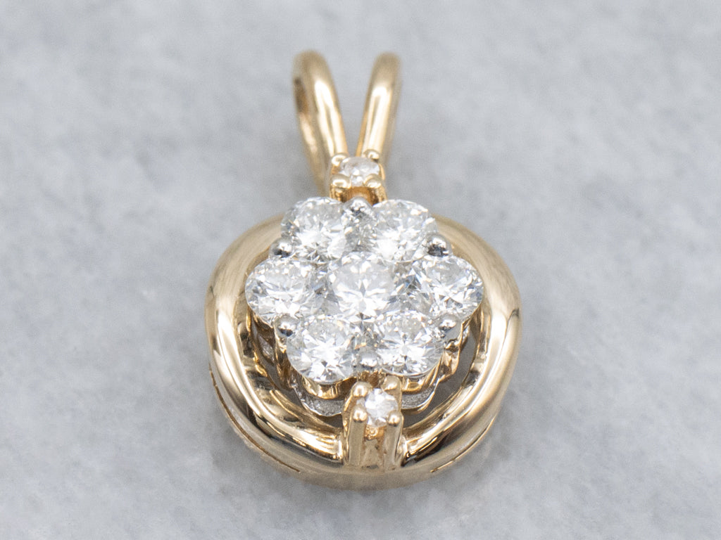 Two-Tone Gold Diamond Cluster Pendant